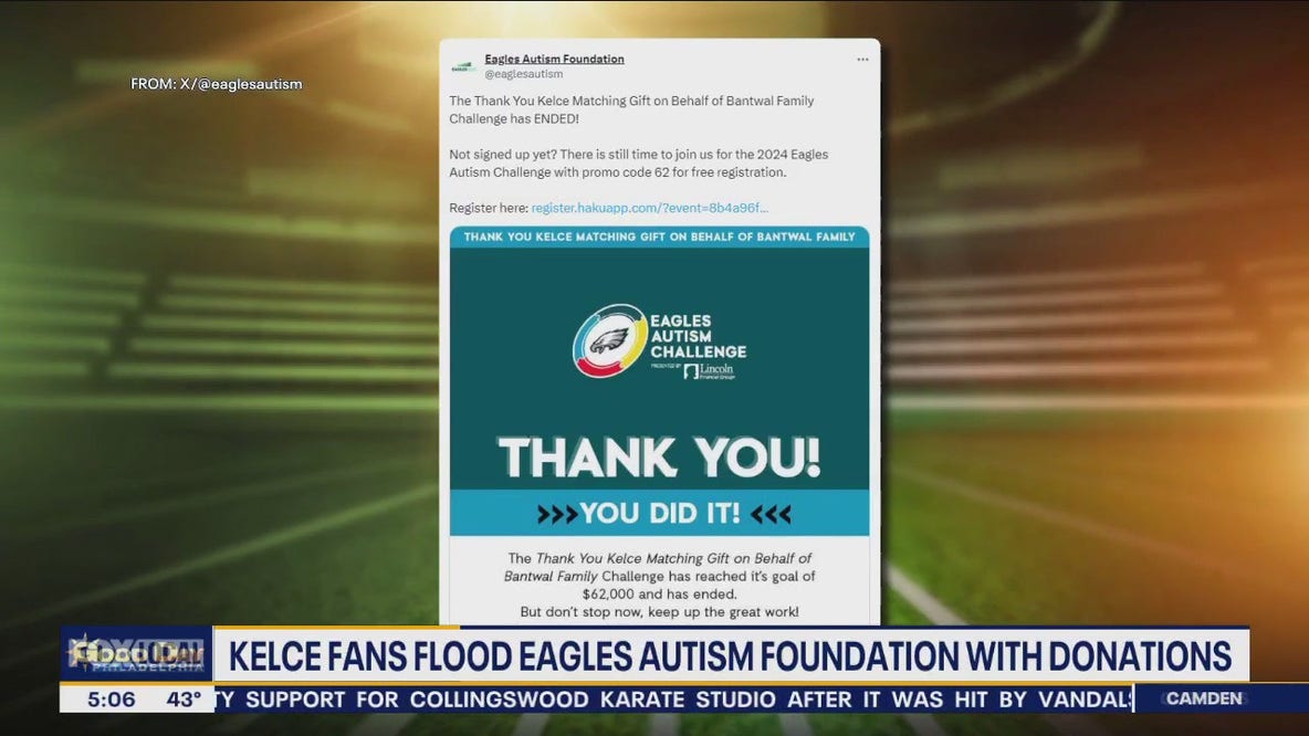 Eagles Autism Foundation flooded with donations after Kelce retirement